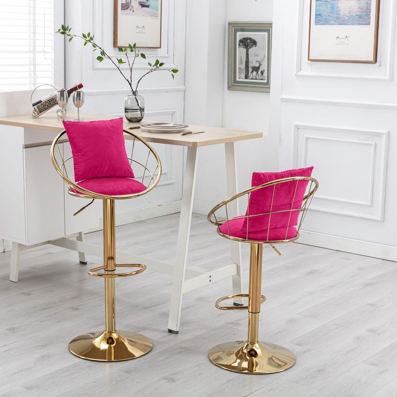 Set of 2 Modern Style 360 Degree Swivel Bar Stools with Metal Adjustable Base - ModernLuxe, 2 of 10