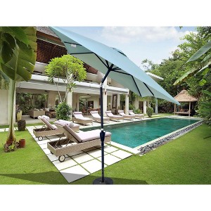 Okak 6 x 9ft Outdoor Patio Waterproof Umbrella with Push Button Tilt Market Table Umbrella with Crank without flap for Pool Backyard Garden - 1 of 4