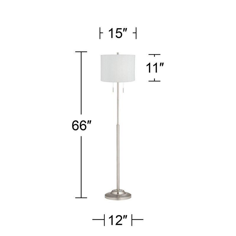 360 Lighting Abba Modern Floor Lamp Standing 66" Tall Brushed Nickel Silver White Plastic Weave Drum Shade for Living Room Bedroom Office House Home, 4 of 5