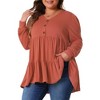 Agnes Orinda Women's Plus Size Babydoll V Neck Long Sleeve Winter Casual Button Half Placket Blouse - 2 of 4