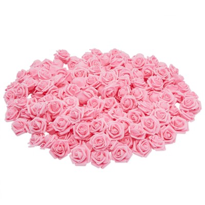 Bright Creations 200 Pack Artificial Pink Roses, Faux Flower Heads for Arts and Crafts, 2"