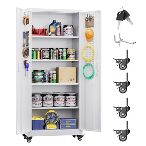 AOBABO 4-Shelf Metal Freestanding Cabinet, Garage Cabinet with Detachable wheels - 1 of 4