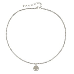 Slate by Rebl Smile Face Pendant Chain Necklace  Stainless Steel - 1 of 3