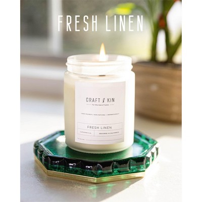 Fresh Linen White Soy Scented Candle in Frosted Jar
