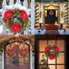 16" Christmas Wreath for Front Door,  Xmas Door Wreath with Balls, Artificial Flowers, Berries & Pine Cones for Fireplace Wall Window Table - 3 of 4