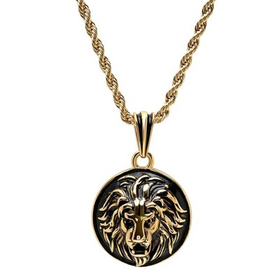thumbnail image 2 of Gold Stainless Steel Lion Head Pendant With 30" Box Chain - 44g, 316L, R518 2 of 6