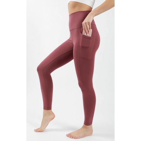 90 Degree By Reflex Womens 90 Degree By Reflex High Waist Cotton Elastic  Free Cloudlux Ankle Leggings With Side Pocket - Rouge Blush - Large : Target