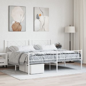 vidaXL Metal Bed Frame with Headboard&Footboard White 72 in.x83.9 in. California King - 1 of 4