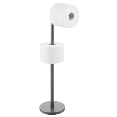 mDesign Metal Free-Standing Toilet Paper Holder - Black
