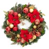 24 Inch Christmas Wreath with Lights for Front Door, Large Lighted Outdoor Christmas Wreath with Operated LED Lights Red Gold Xmas Balls - 4 of 4