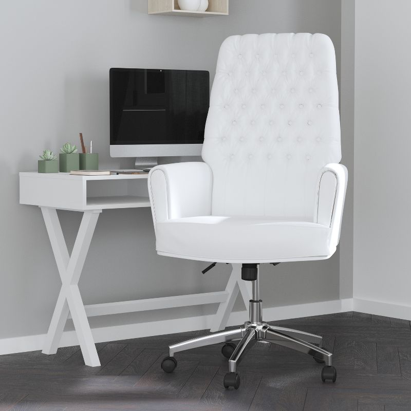 Merrick Lane Office Chair Ergonomic Executive Tufted Mid-Back With Padded Arms 360° Swivel And Adjustable Height, 3 of 16