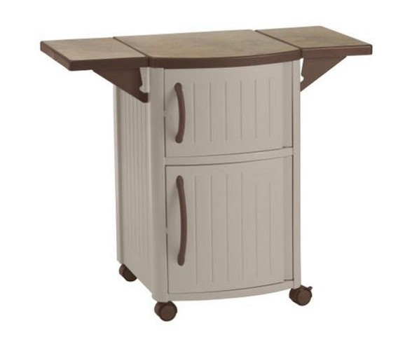 Suncast Dcp2000 Portable Outdoor Patio Prep Serving Station Table & Cabinet