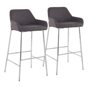 Contemporary Bar Stool with Backrest and Metal Frame for Kitchen Island or Home Bar, Set of 2 - 1 of 4