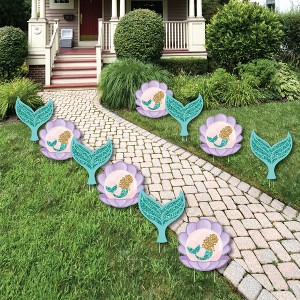 Big Dot of Happiness Let's Be Mermaids - Mermaid & Seashell Lawn Decorations - Outdoor Baby Shower or Birthday Party Yard Decorations - 10 Piece - 1 of 4