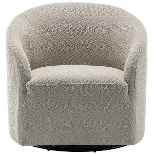 32" Wide Boucle Upholstered Swivel Barrel Chair - Kinwell - 1 of 4