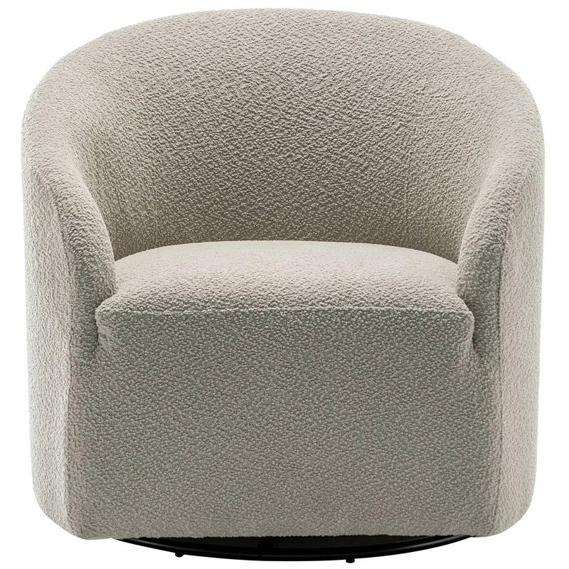 32" Wide Boucle Upholstered Swivel Barrel Chair - Kinwell, 1 of 12