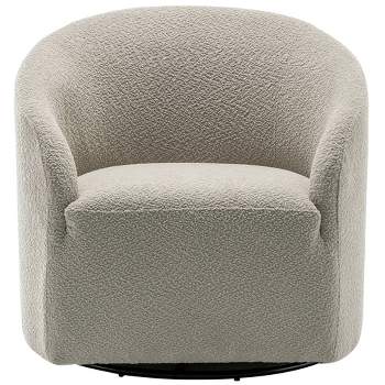 32" Wide Boucle Upholstered Swivel Barrel Chair - Kinwell