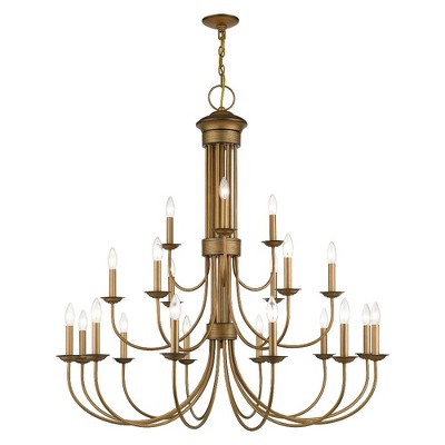 Livex Lighting Estate 21 - Light Chandelier in  Antique Gold Leaf