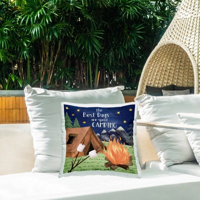 18" Square Outdoor Camping Scene Throw Pillow