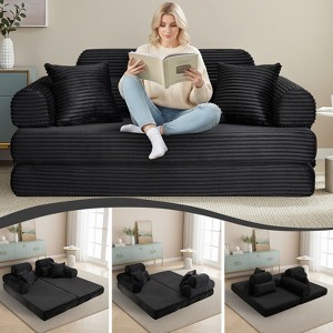 TIRAMISUBEST 77 Inch Convertible Corduroy Sleeper Sofa Bed 4 in 1 King Size Floor Mattress Memory Foam No Assembly - 1 of 4