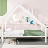 LOVMOR 77.55 Inch Twin Size Metal Floor Bed with House-shaped Headboard,No Box Spring Required,for Kids Teens Adults Bedroom,Easy Assembly，White - 2 of 4