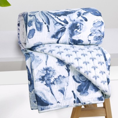 Linnea Blue Floral Quilted Throw - Levtex Home