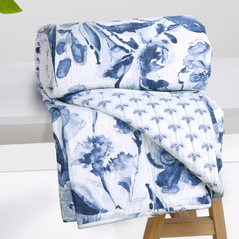 Linnea Blue Floral Quilted Throw - Levtex Home, 1 of 4