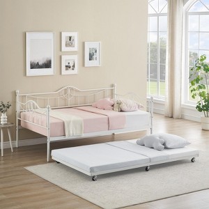 coucheta Daybed with Trundle,Day Bed &Pull Out Trundle Set,Metal Sofa Bed Frame with Steel Slat Support, Space-Saving - 1 of 4