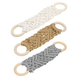 Unique Bargains Woven Cotton Rope Wooden Rings Handmade Towel Rings - 1 of 4
