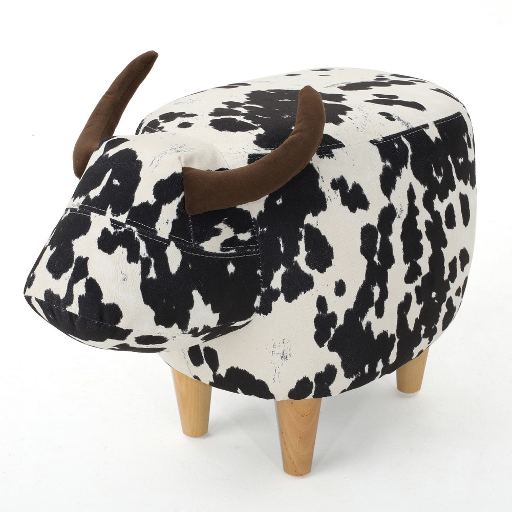 Photos - Pouffe / Bench Bessie Cow Ottoman Black and White - Christopher Knight Home