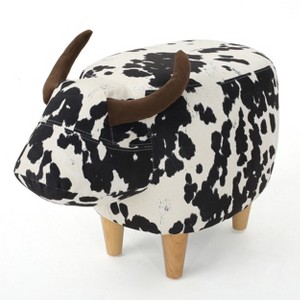Bessie Cow Ottoman Black and White - Christopher Knight Home