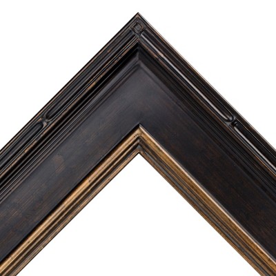 Antique Black and Gold Wood Wall Frame with Glass