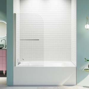 NicBex Shower Door 55"H Frameless Pivoting Tub Shower Doors with 1/4" (6mm) Thick SGCC Tempered Glass Door Panel for Bathroom - 1 of 4