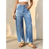 Imily Bela Womens Baggy Barrel Jeans Cropped Boyfriend Wide Leg Raw Hem Denim Pants - 2 of 4