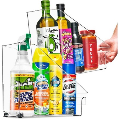 Sorbus 2 Pack Roll Out Bottle Organization Bins - Versatile Storage on Wheels for Pantry, Fridge, Under Sink, & More