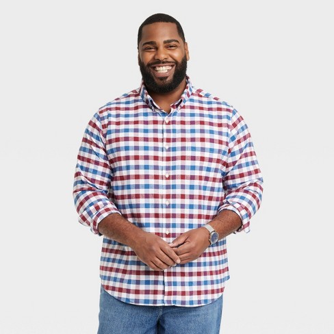 Men's Big & Tall Plaid Woven Shirt Jacket - Goodfellow & Co™ Red 5xlt :  Target