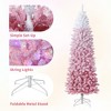 GustoWave Snow Flocked Pencil Christmas Tree,Slim Artificial Christmas Tree with Sturdy Metal Stand,Tree Holiday Decoration ,Pink Gradient - 4 of 4