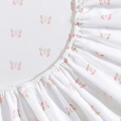 Pink Butterfly Print Twin XL Microfiber Kids Sheet Set