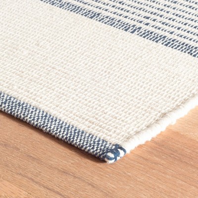 Ivory Striped Handwoven Cotton Area Rug 8' x 10'