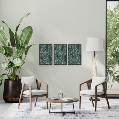 Modern Green and Black Palm Leaf Peel and Stick Wallpaper Roll