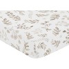 Sweet Jojo Designs Gender Neutral Baby Fitted Crib Sheet Botanical Leaf Linen Collection Ivory and Taupe - 3 of 4