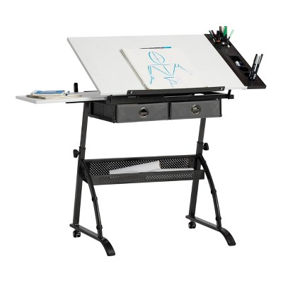 Core Craft Table with Adjustable Top and Metal Storage