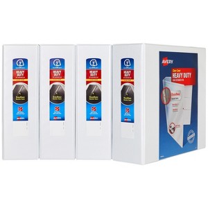 Avery 3" Heavy-Duty View 3 Ring Binders, One Touch Slant Rings, 700-Sheet Capacity, White, 4 Pack (79745) - 1 of 4