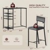Dining Room Table with 2 Upholstered Chairs, Bistro Table and Chairs Set of 2 with Storage Shelves - 2 of 4