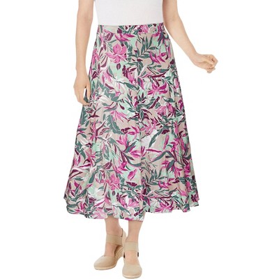 Woman Within Women's Plus Size Petite Linen-Blend Skirt