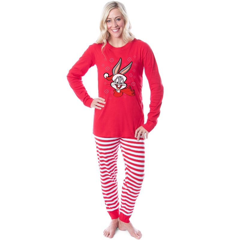Looney Tunes Bugs Bunny Christmas Tight Fit Family Pajama Set, 3 of 5