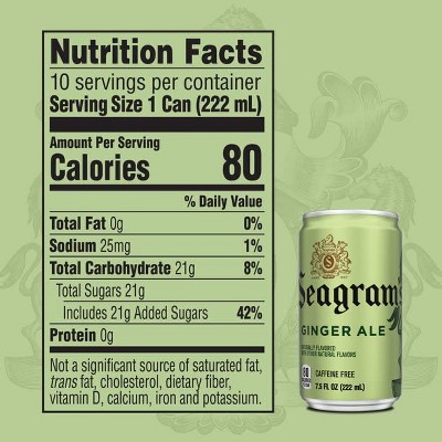 Seagrams Ginger Ale, 7.5 Fl Oz Mini Can (Pack of 18)