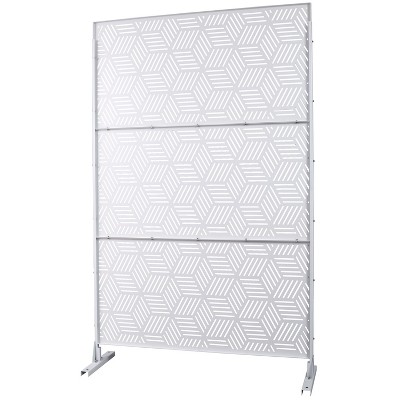 Grungis 76" H×48" W Freestanding Privacy Fence with Geometric Openwork Pattern,Outdoor Privacy Screen for Balcony,Patio,Garden