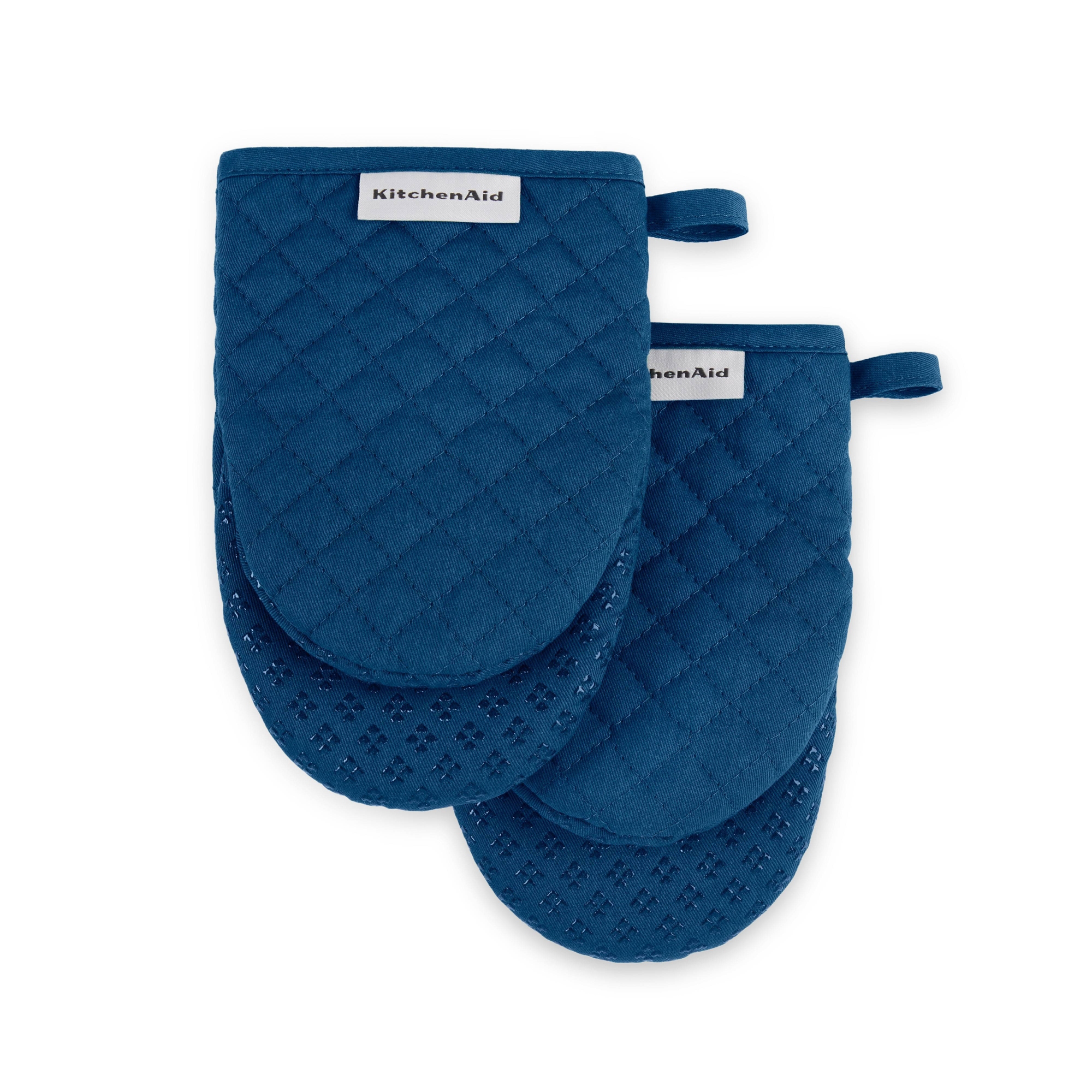 KitchenAid 2pk Cotton Asteroid Mini Oven Mitts, Navy: Hot Pads & Pot Holders, Machine Washable, 8"x5.5"