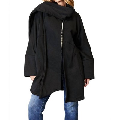 Women's Full Size Open Front Cardigan with Scarf Design - Heyson